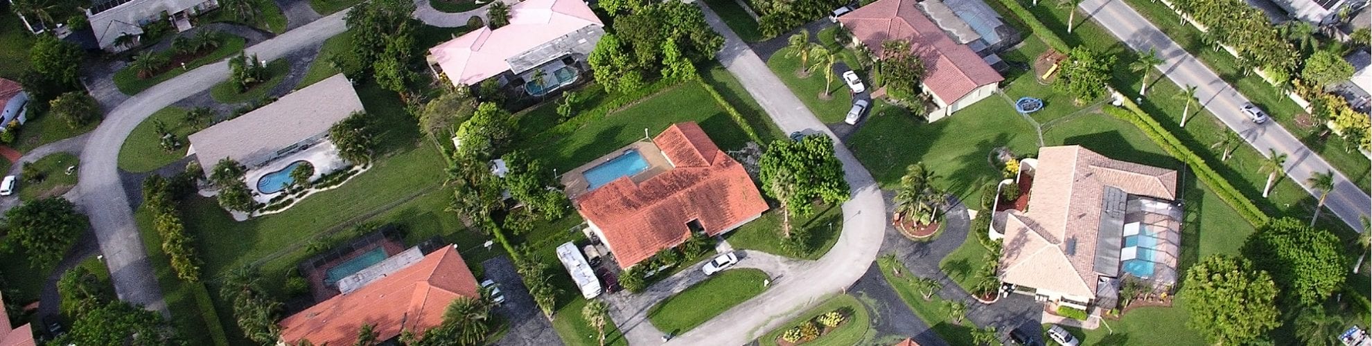 Aerial shot of neighborhood