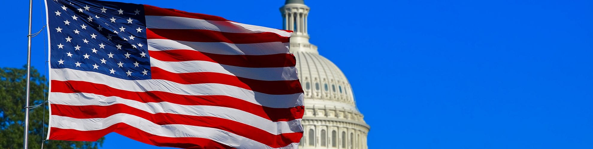 Capital Building with US Flag flying infront